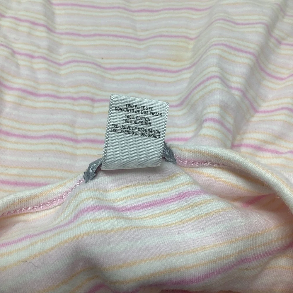 Carter's Baby Girl Dress 12M Pink Striped Cotton Cap Sleeve Ruffle‎ Hem